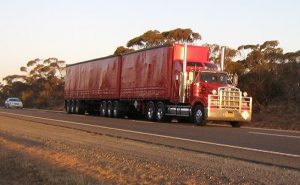 semi truck driving through texas